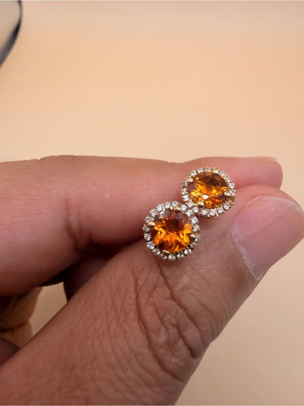 10k Yellow Gold Citrine & White Topaz Earrings. Firm Price Read Please.
